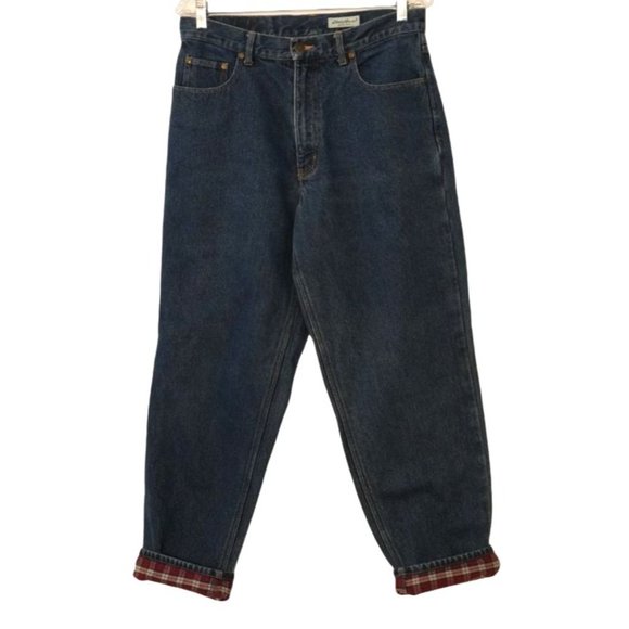 Eddie Bauer Flannel Lined Jeans, High Waisted, High Rise, Tagged Size 12 Petite, - Picture 2 of 10